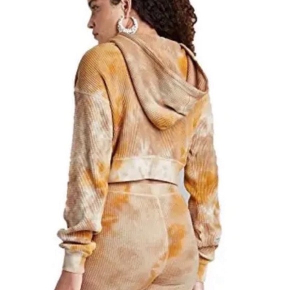 Women's Tie-Dye Cropped Waffle Boxy Hoodie Wild Fable Brown‎ Sz L NWT - Picture 2 of 3